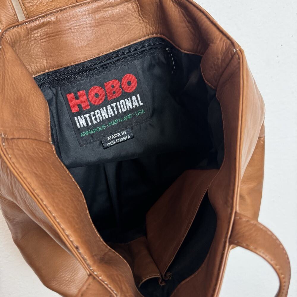 HOBO International Tan Leather Tote Bag Shoulder Bag Magnetic Flap Vintage Y2k - Picture 2 of 10